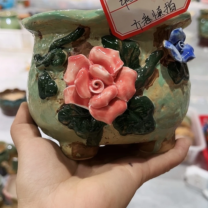 瓷片花盆多肉植物艺术品