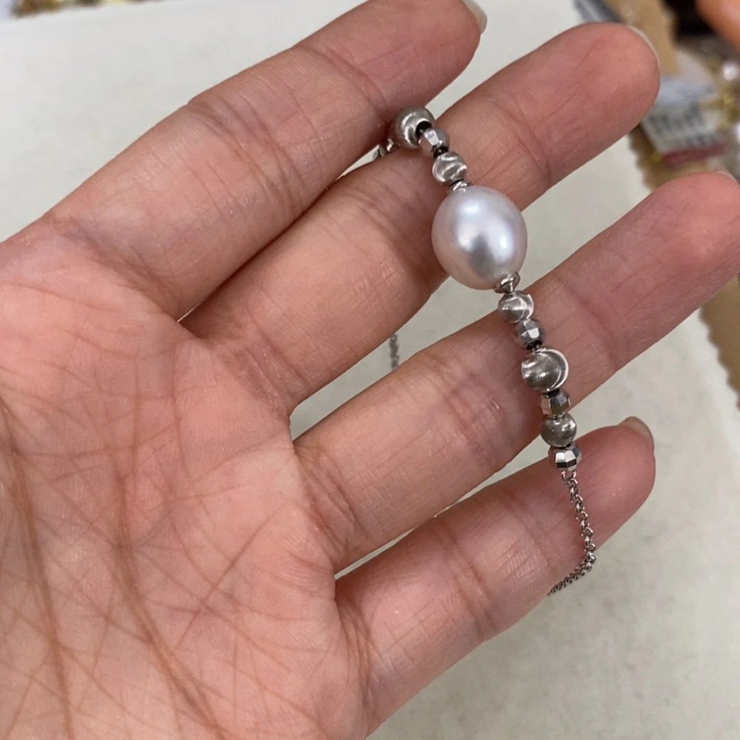 海水珍珠手绳银S925镶嵌