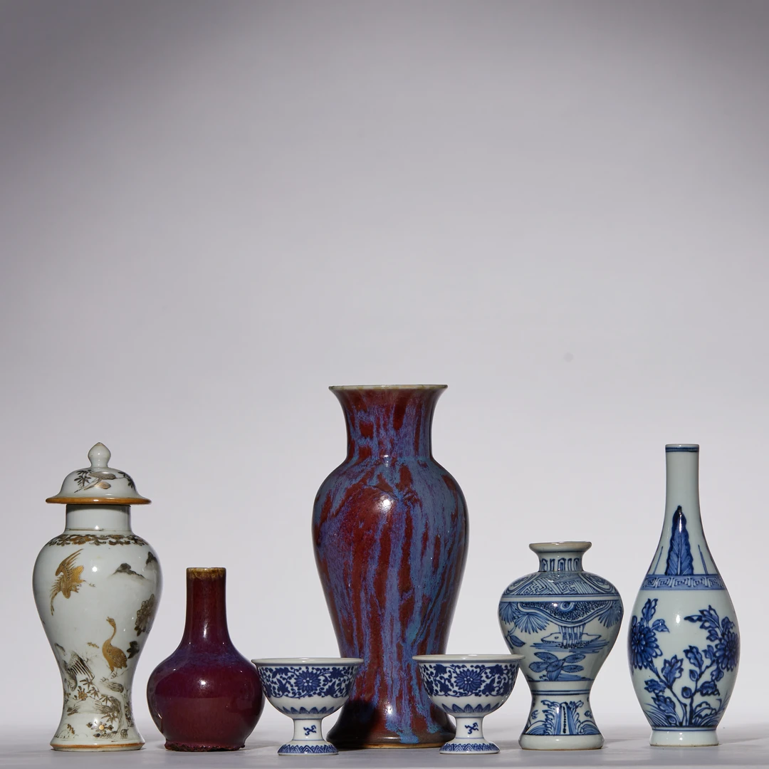 【预展专用】2918清·小瓶，茶杯，窑变釉瓶共七件【古董拍卖】
