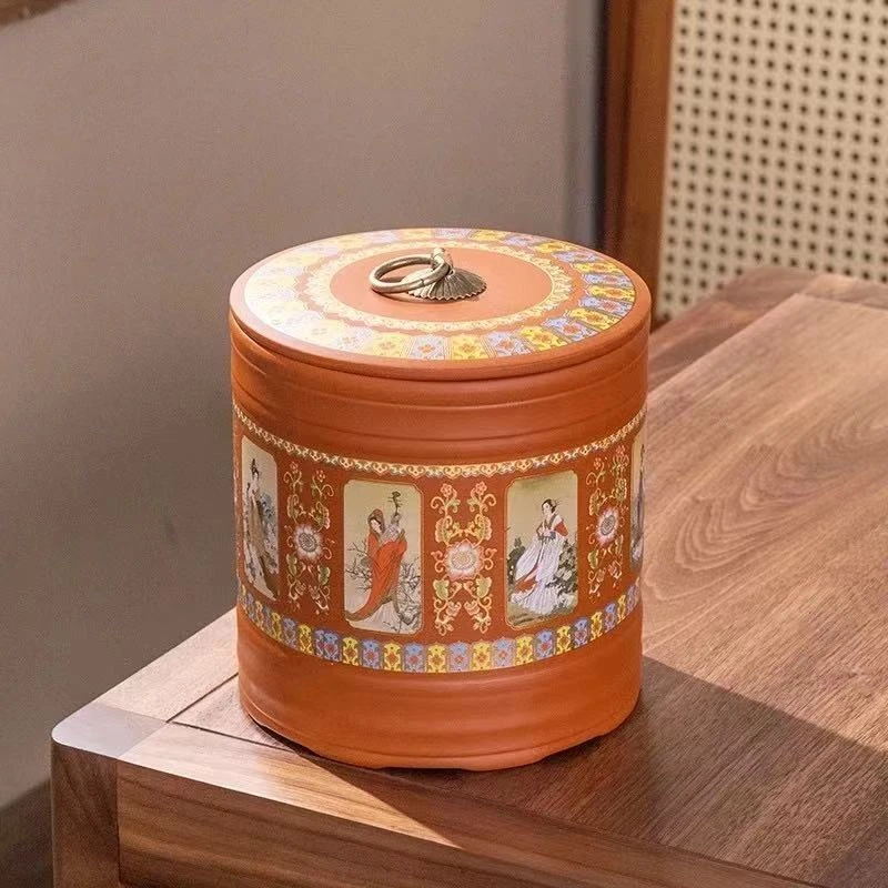 密封家用茶叶罐储存罐紫砂普洱醒茶罐储物罐-0185