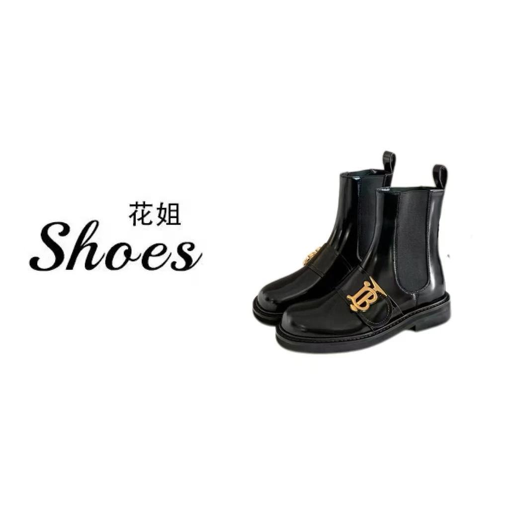 《高端定制》2025真皮法式时尚春秋新款网红爆款时尚短靴黑色