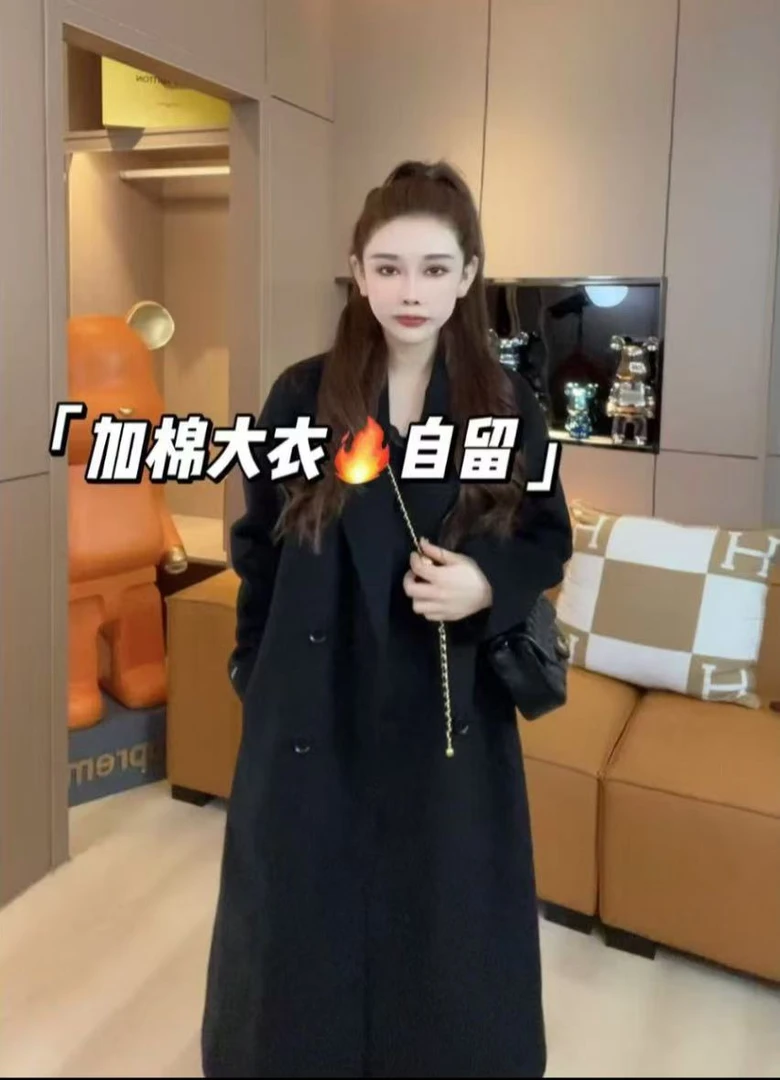 【清仓不加单.加棉加厚】女装大衣外套正肩款韩版宽松风衣大衣0322