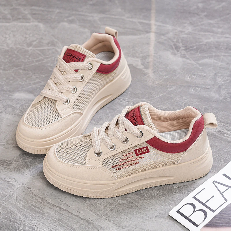 新款鞋子女2025新款夏季单网小白鞋透气薄款底百搭休闲网面运动板