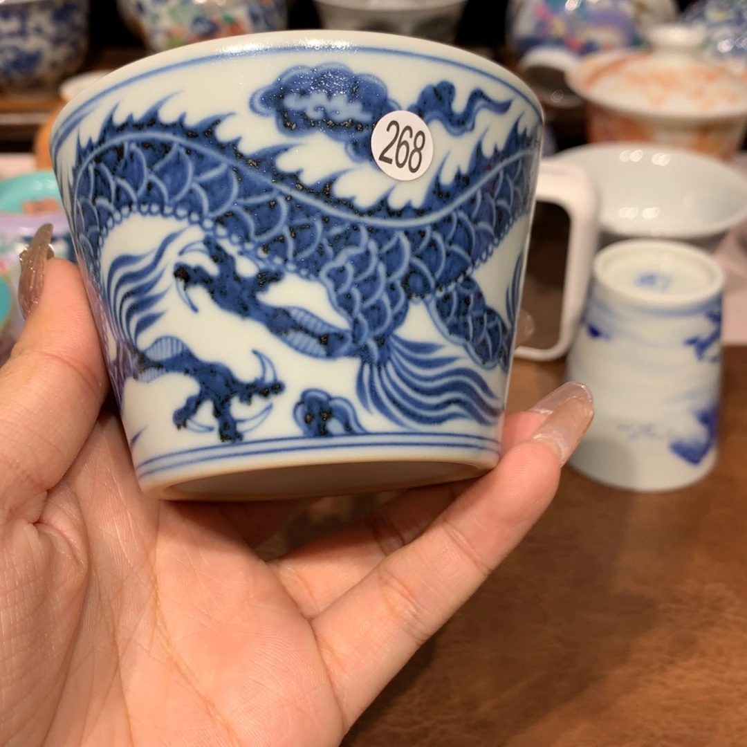 摆件好****牌268青花龙纹茶杯一只啦啦啦啦
