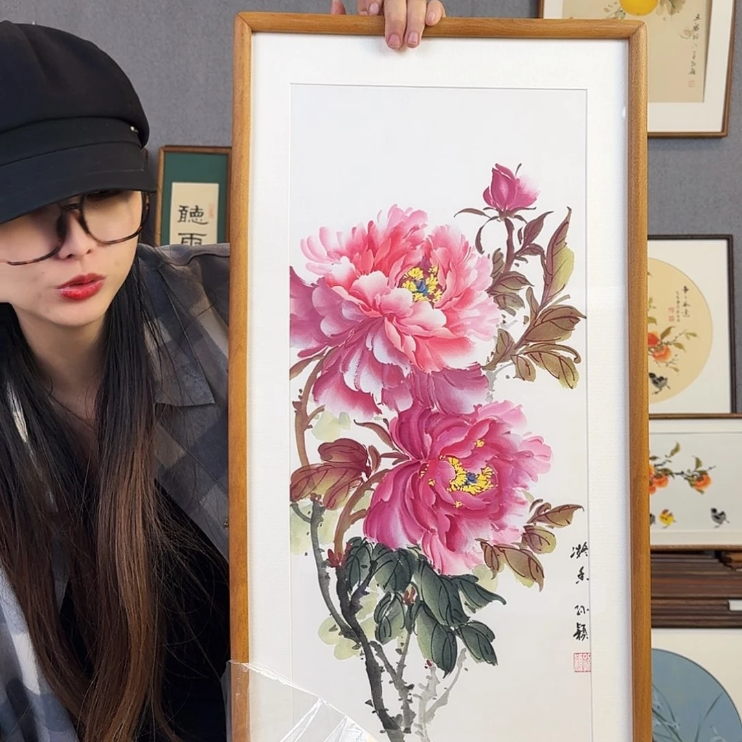 书法手绘带框尺寸： 36*69