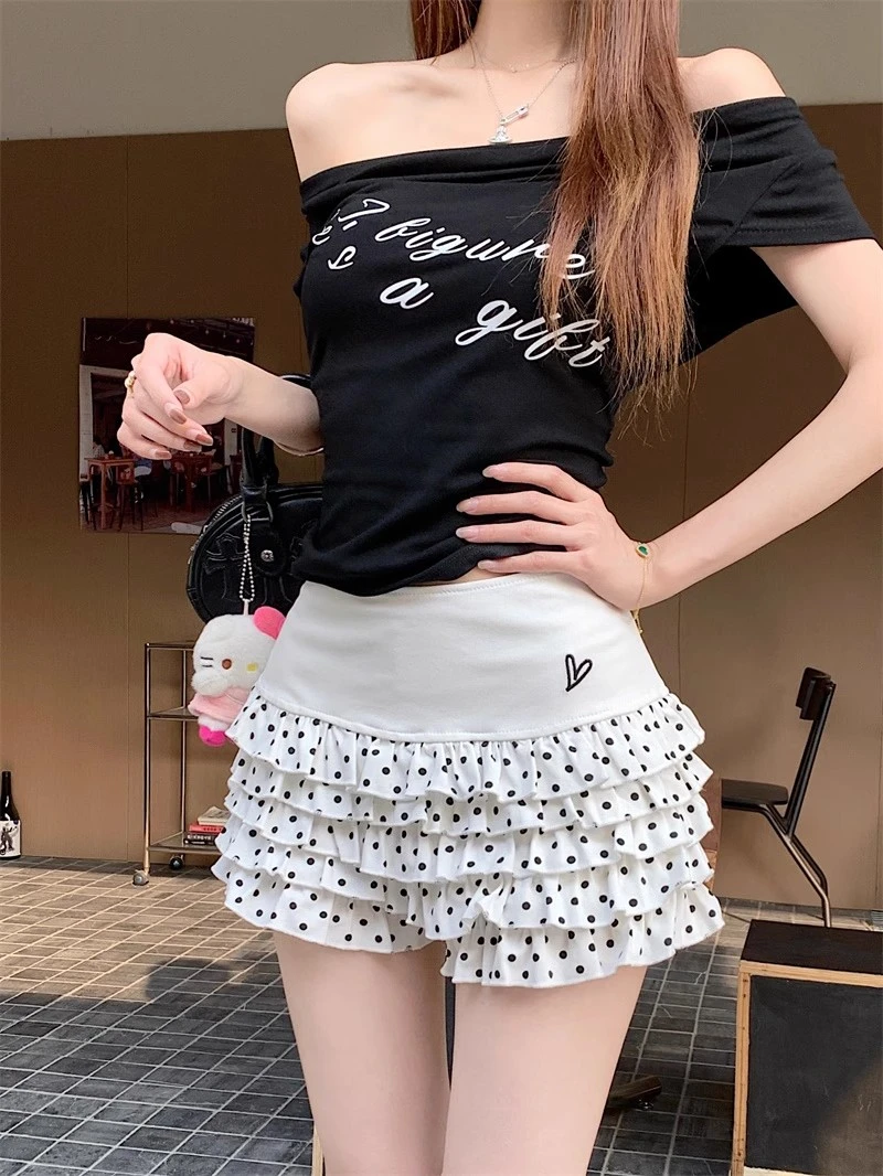 纯色蛋糕半身裙女夏季防走光裤裙辣妹高腰蓬蓬裙百搭裙子a字短裙