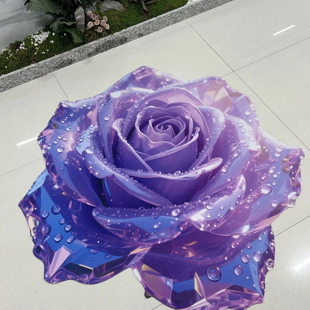 紫水晶玫瑰设计款立体硅藻泥地垫入户浴室厨房卫生间门吸水防滑垫
