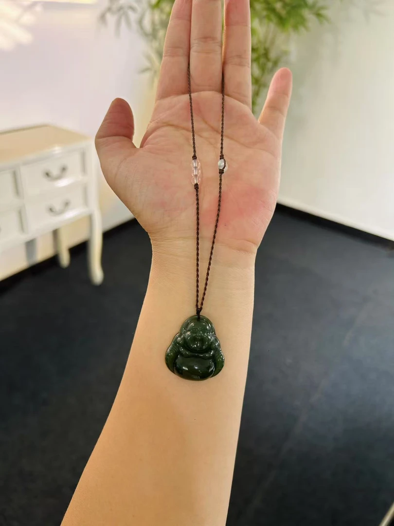 天然和田玉碧玉菠菜绿佛公卡30颜色微差拍一发一