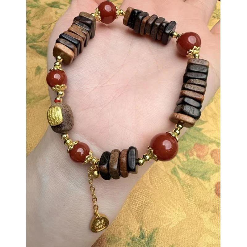 D1329-红玛瑙单圈+福牌配饰（YS）