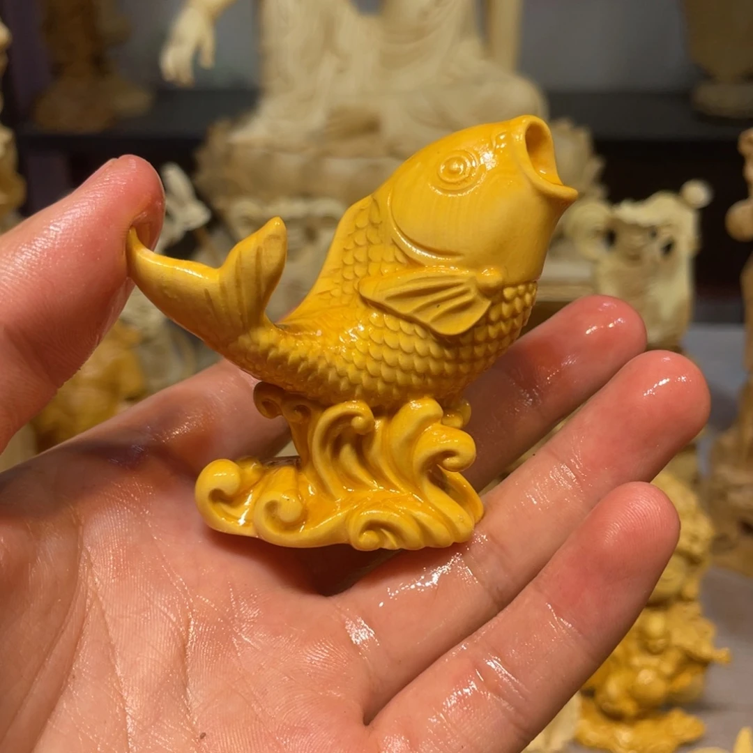 黄杨木小瑕疵鱼手把