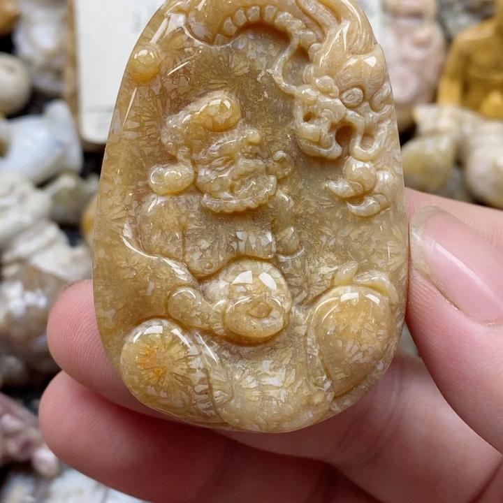 颈饰未镶嵌硅化珊瑚（珊瑚玉）