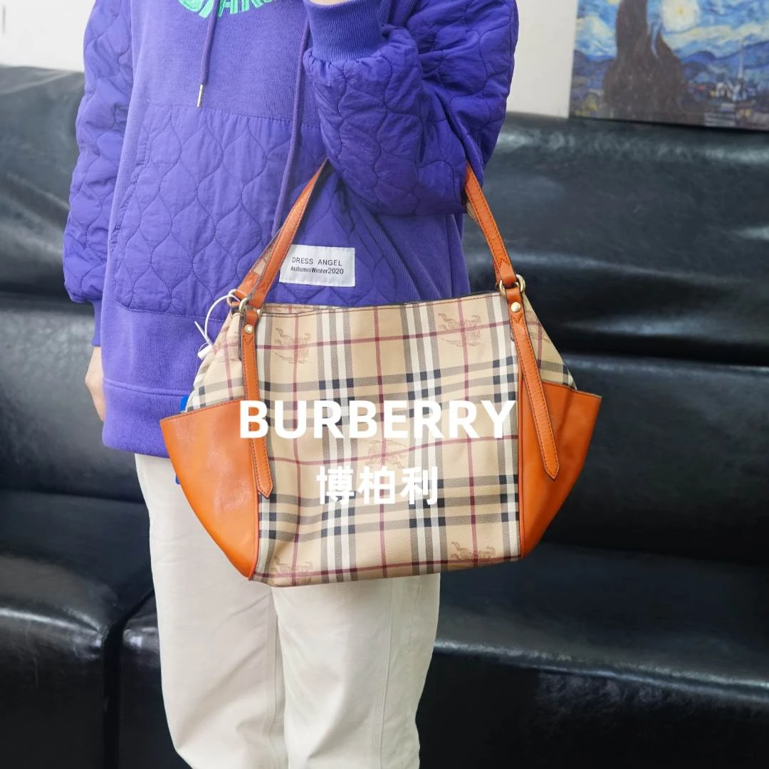 95新 BURBERRY/博柏利 巴宝莉/格纹单肩包/WJ02608020/8020