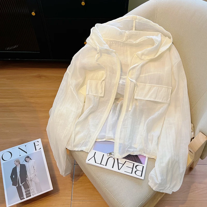 高级感连帽防晒衣女薄纱2025夏季新款小个子洋气宽松透气防晒外套