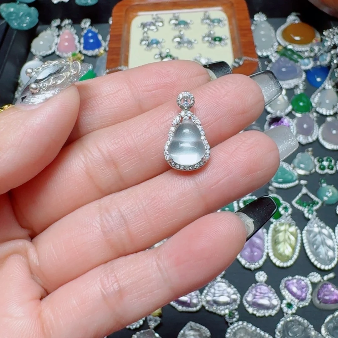 吊坠(不含链)银S925镶嵌石英质玉