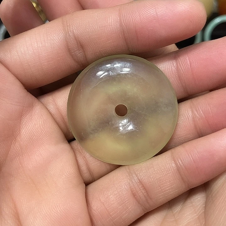 翡翠未镶嵌挂件青花笔锋浓转淡出