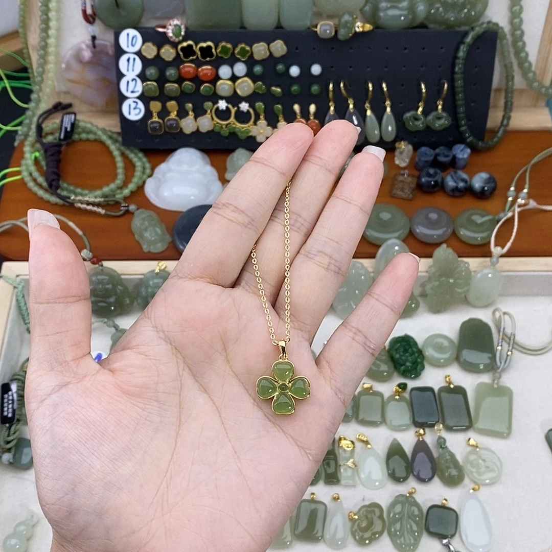 和田玉银S925镶嵌吊坠(不含链)