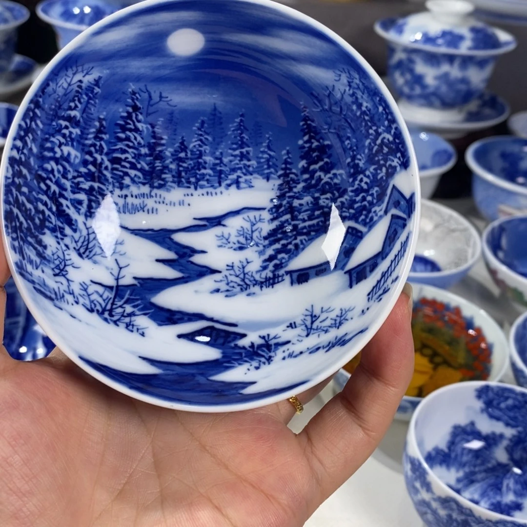 青花雪景主人杯杯