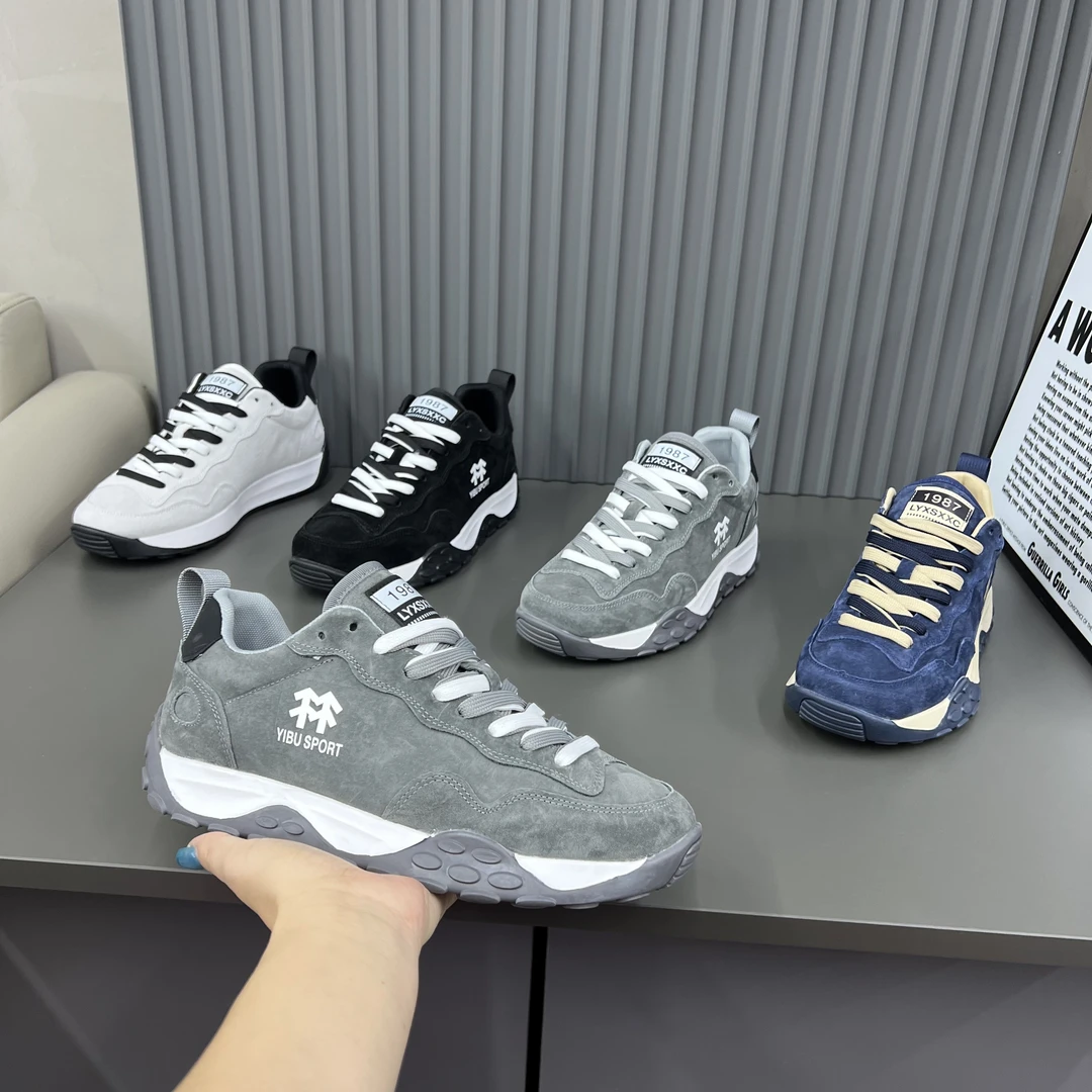 2025夏季男款青年拼色透气中年系带厚底网面鞋春夏轻便夏季日系