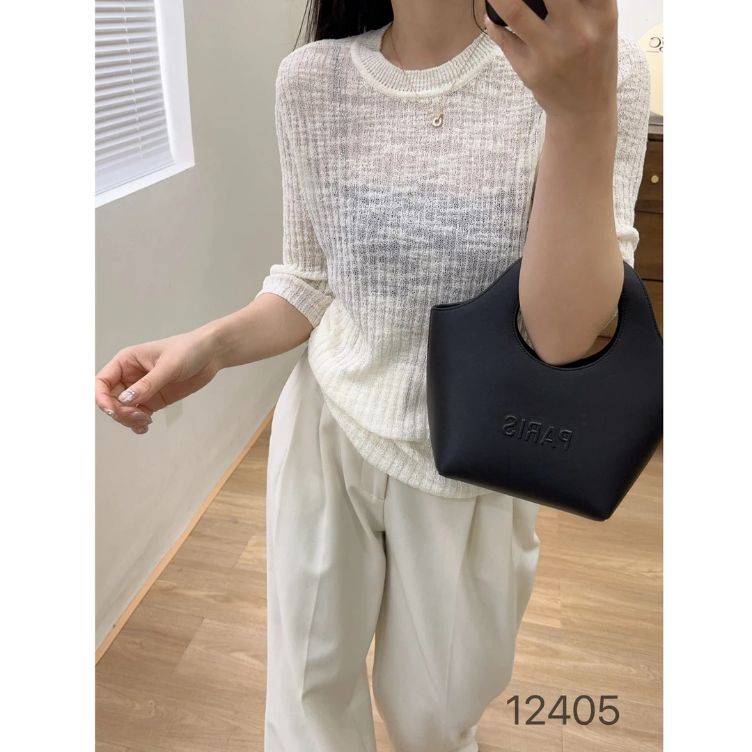 12405（部分无水洗唛，介意慎拍) SANFAN 新款净版七分袖打底