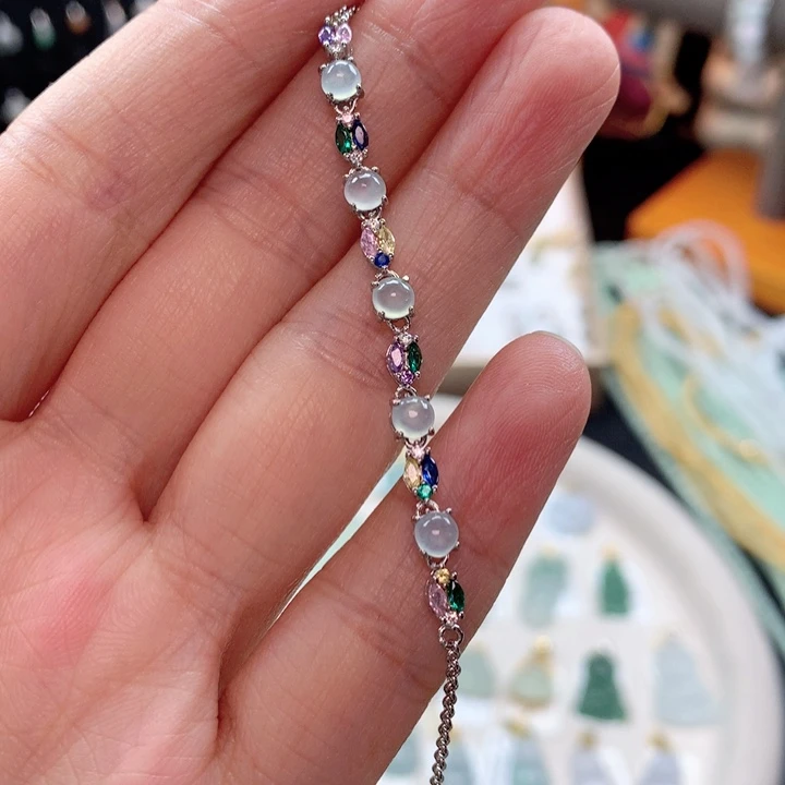 颈饰银S925镶嵌翡翠