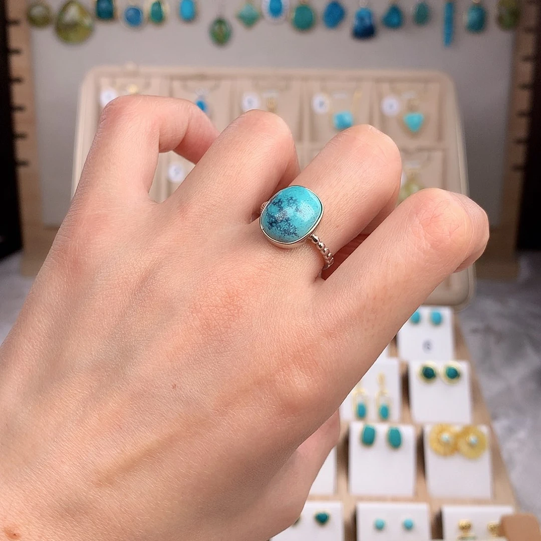 绿松石戒指银S925镶嵌