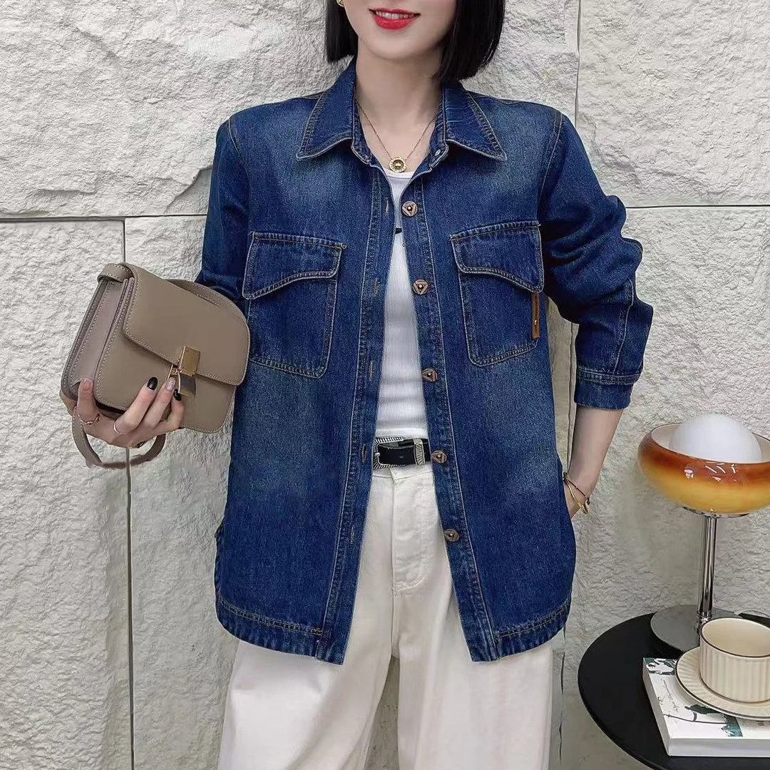 【春季上新】法式复古经典百搭潮流百搭时尚牛仔外套CC5382  衣长70