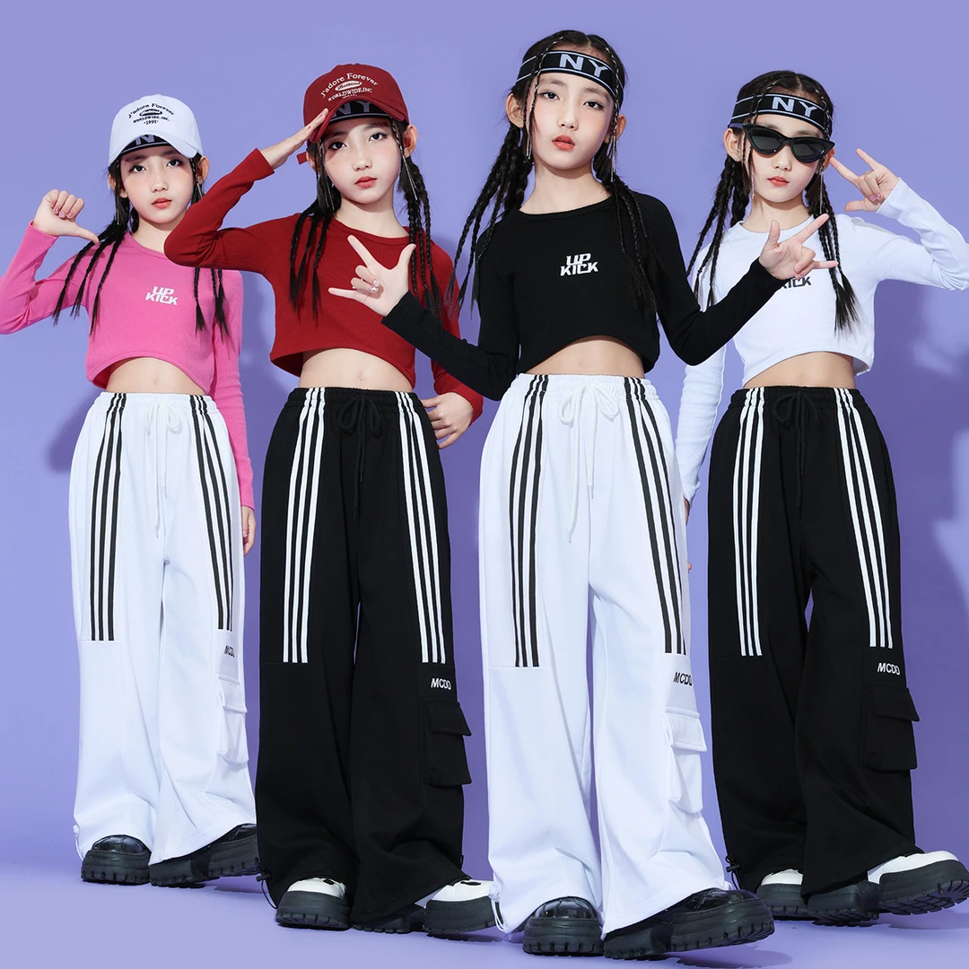 爵士舞服装女童韩版洋气露脐上衣jazz舞蹈练功服街舞现代舞演出服