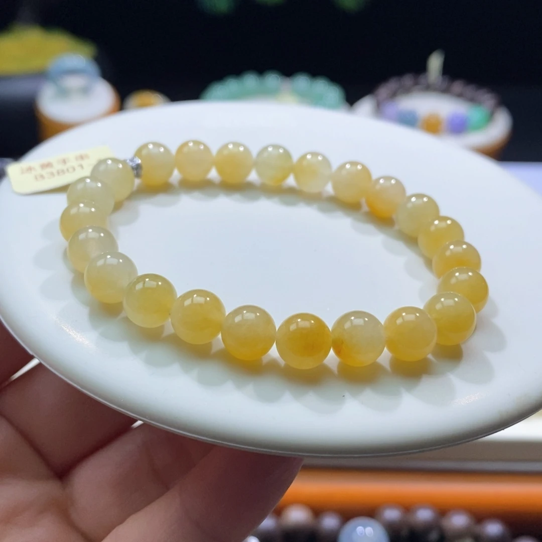 翡翠未镶嵌颈饰冰黄卡8mm