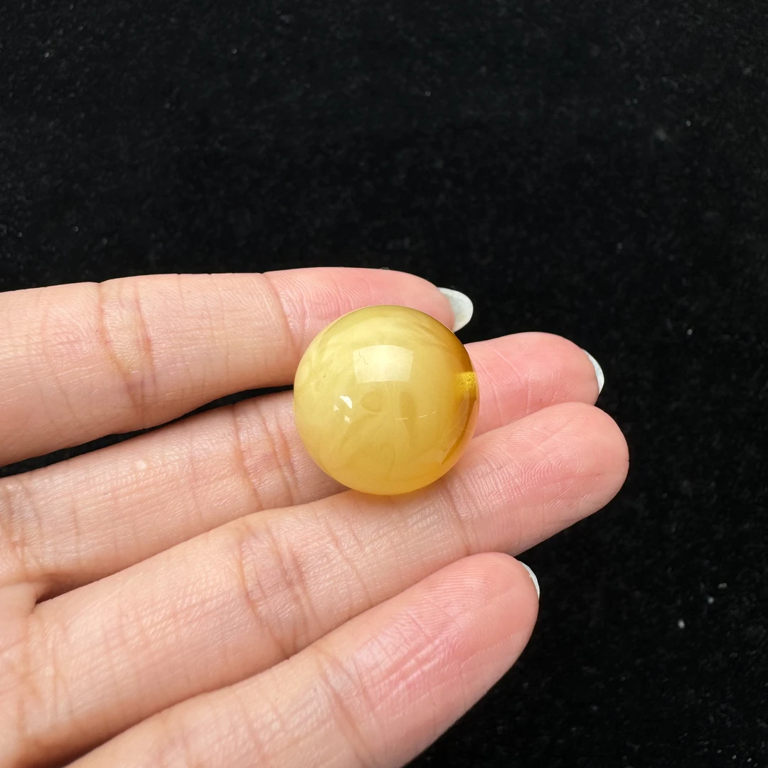 Y7801天然原矿蜜蜡圆珠19.2mm支持鉴定 假一罚四