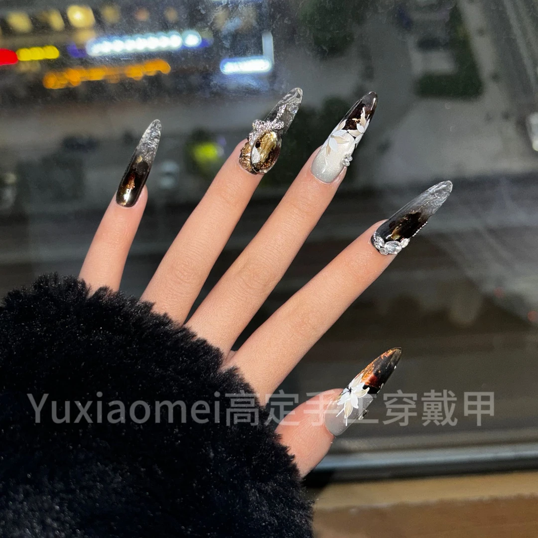 【暮雪花影】大女主既视感高级水彩手绘穿戴甲