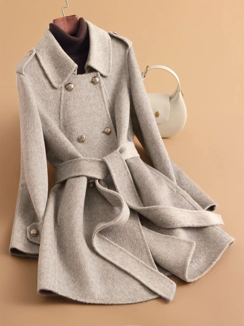 〈纪朵研〉H563新款高级感时尚大衣英伦风中长款毛呢外套秋冬呢子