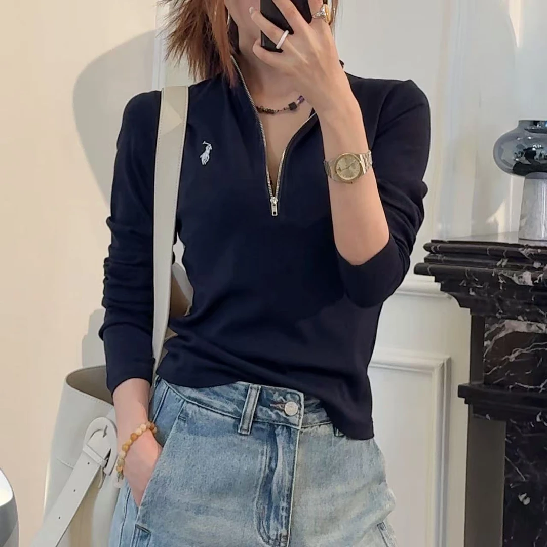 HNIH石艺2025春季新款半拉链设计感修身立领HS8044长袖T恤额