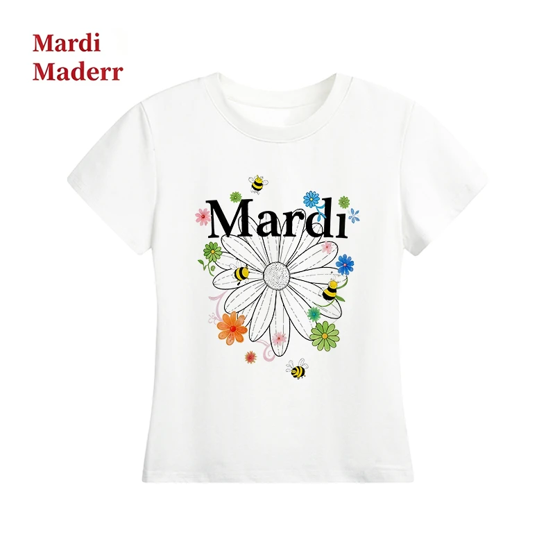 MARDI MADERR 小蜜蜂雏菊韩系修身辣妹短袖女