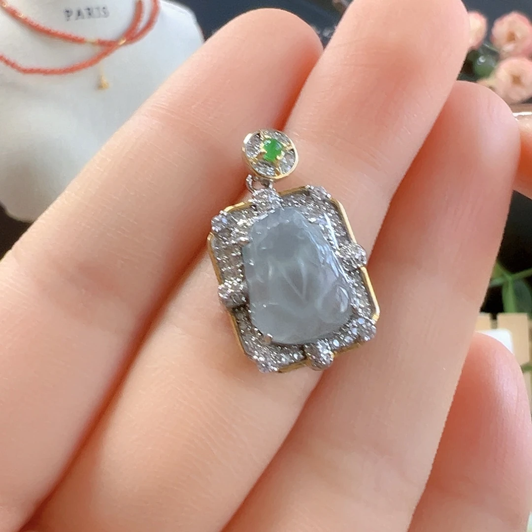 翡翠银S925镶嵌颈饰sj