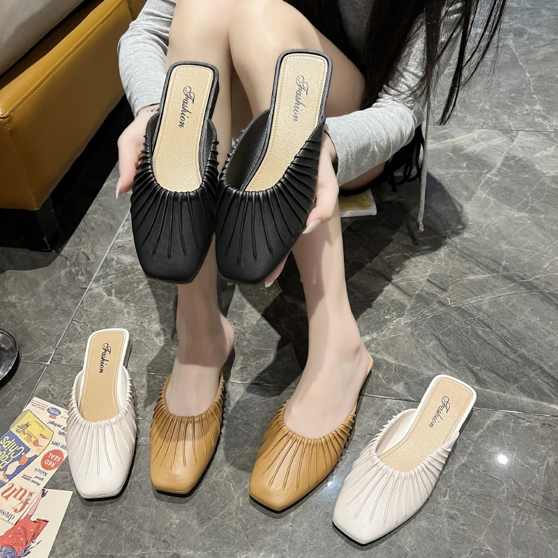 2025秋季爆款298包头软底软面英伦风百搭时尚半包拖2