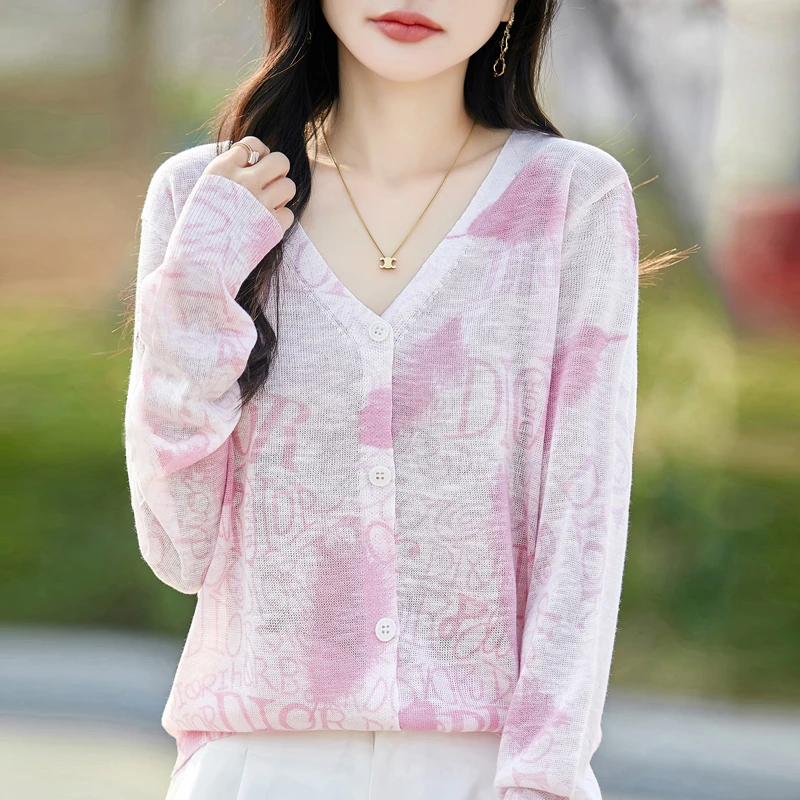 夏季外搭薄款女装上衣开衫长袖针织衫春秋洋气短款毛衣百搭打底