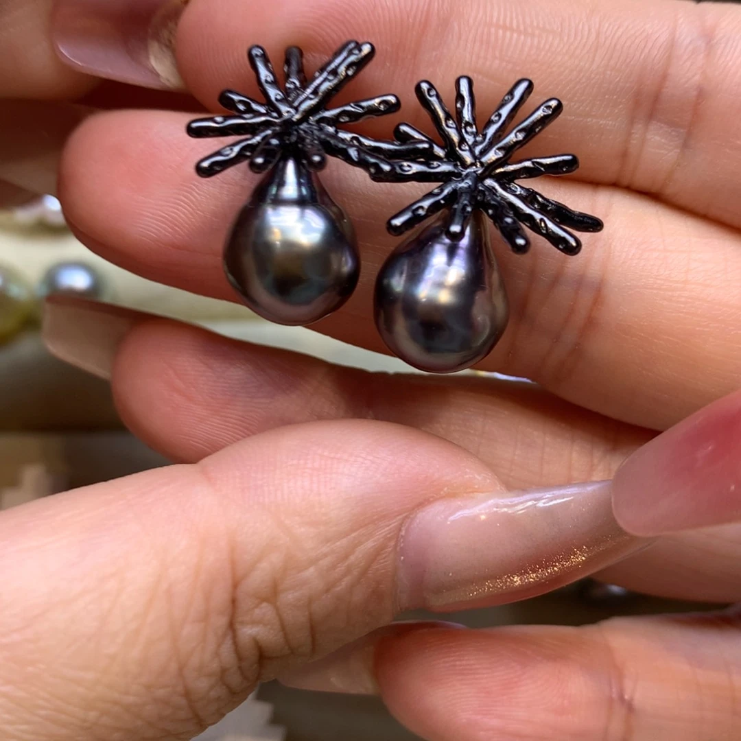 银S925镶嵌耳饰海水珍珠