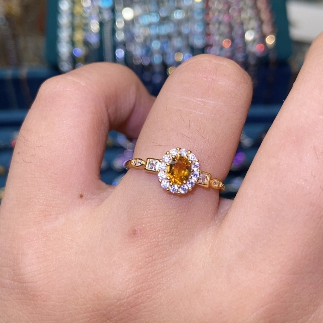 银S925镶嵌戒指黄晶