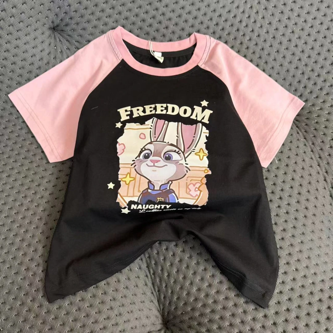 T68男童女童夏季A类棉新款潮童卡通中小大童短袖