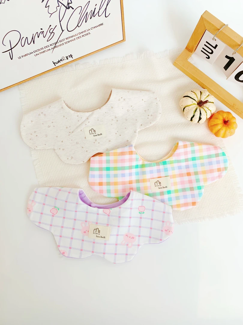 故事我·【男宝】高定链接ins风韩版双图案婴儿吸水口水巾A类棉宝宝