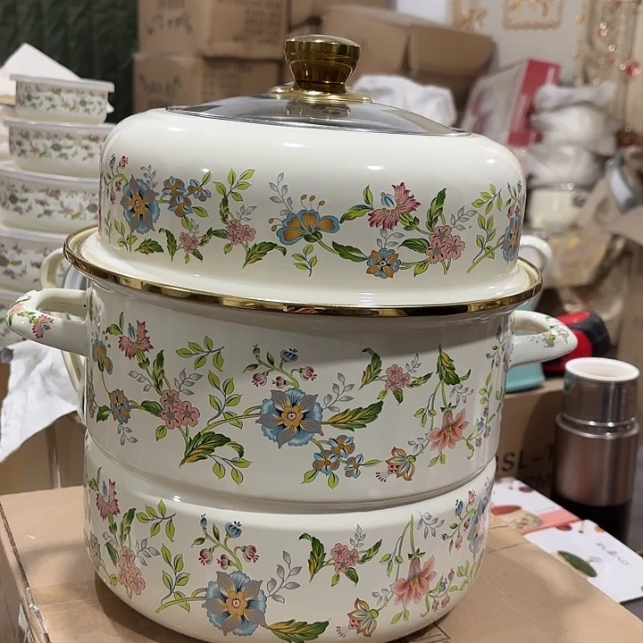 陶瓷26公分珐琅搪瓷高端大蒸锅1个