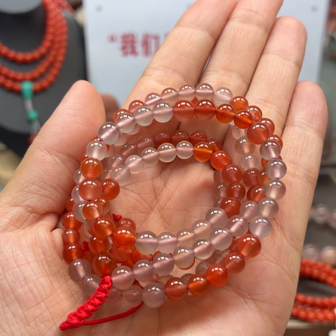 南红玛瑙未镶嵌手串保山原矿南红杨柳多宝多圈卡5+