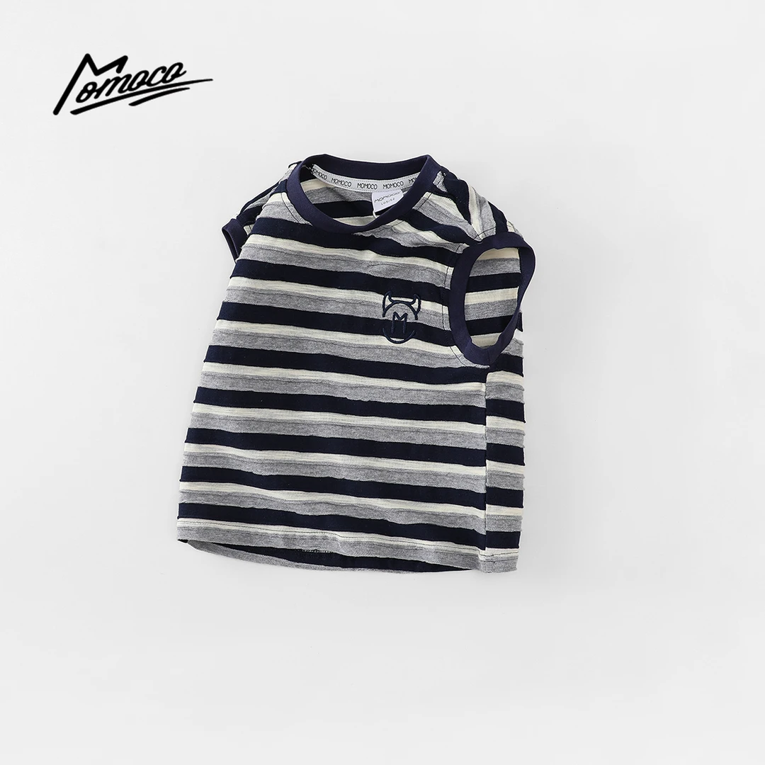 MOMOCO夏季儿童韩版休闲条纹背心宽松透气无袖T恤上衣77230233044