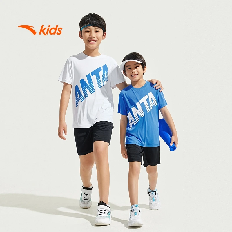 【米九儿】安踏儿童针织运动新款舒适亲肤青少年短袖短裤套装