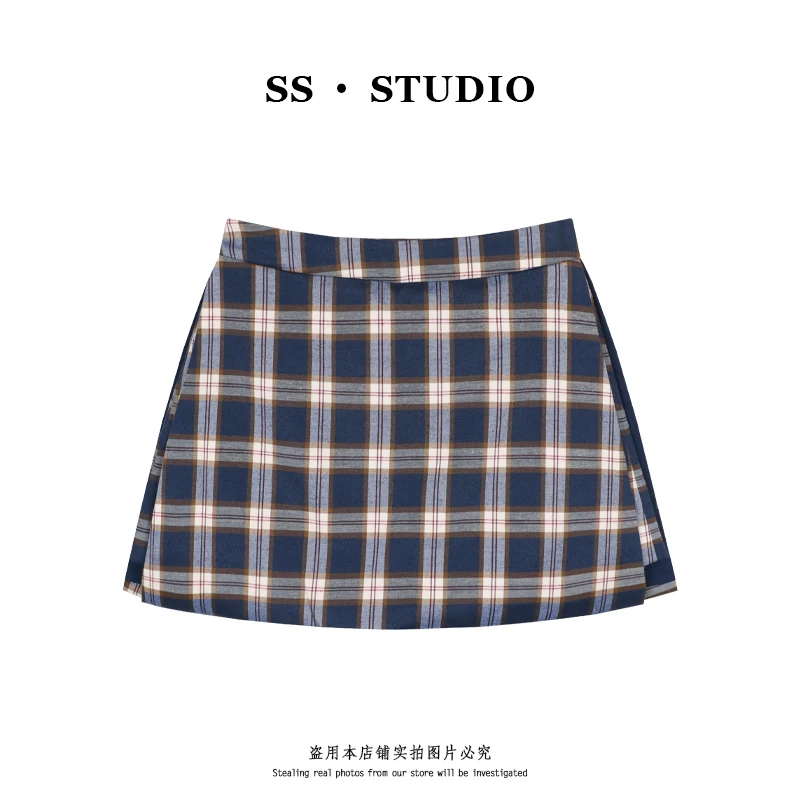 【SUSU】高腰显瘦A字裙夏季时尚休闲格子半身裙（裙裤）SS-5282