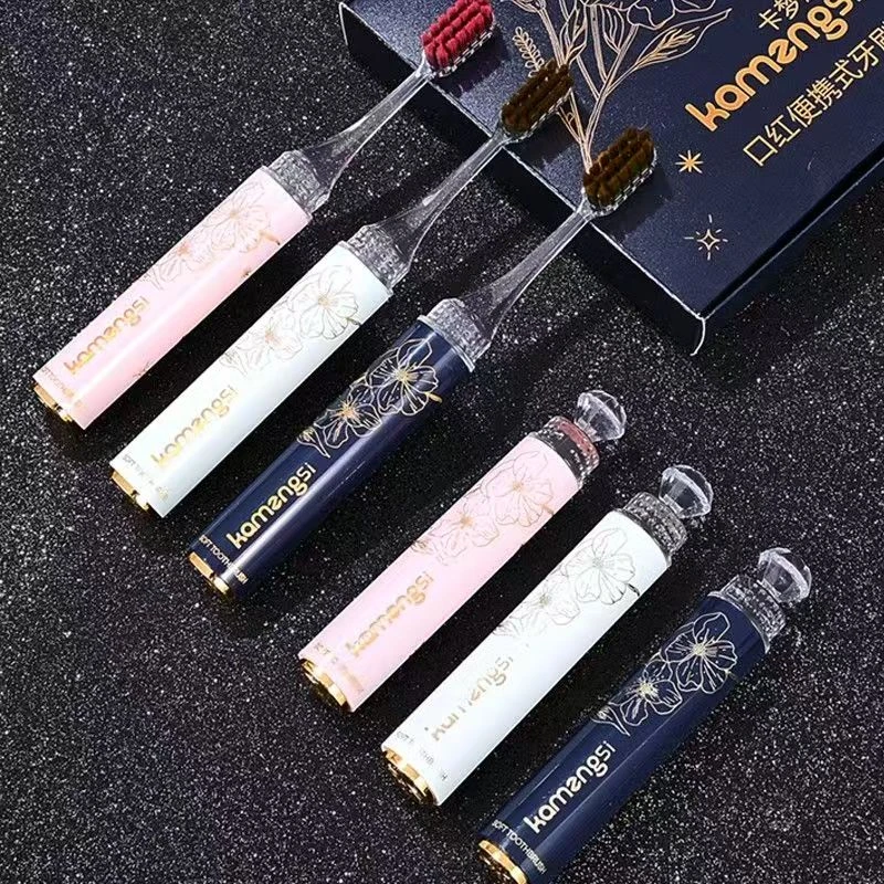 高档口红式牙刷软毛折叠牙刷女士护龈洁牙酒店出差便携式家用刷牙