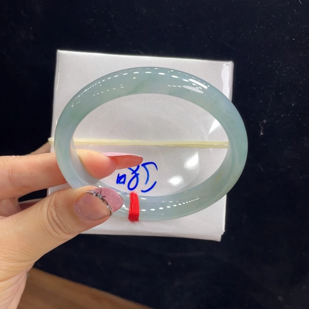 翡翠未镶嵌手镯08号 58正圈海蓝之谜