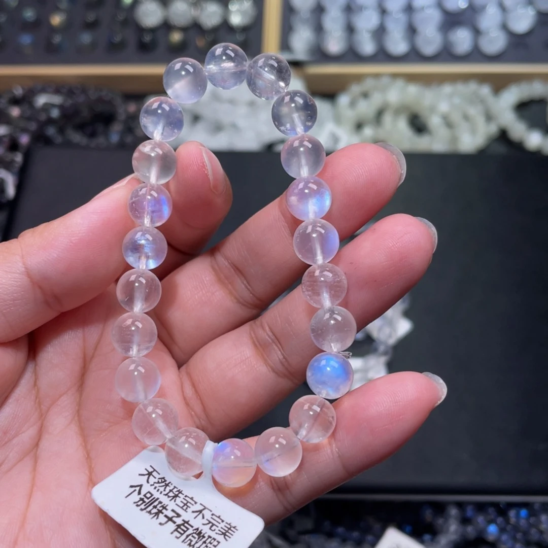 月光石手链未镶嵌灯**宋蓝月光手链8.5mm