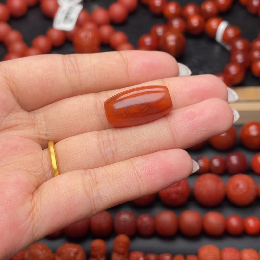 南红玛瑙未镶嵌手串Y12.6mm牛血火焰桶珠