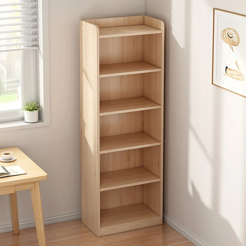 书架落地家用桌上书架置物架客厅收纳架松木小柜子储物柜窄柜儿童